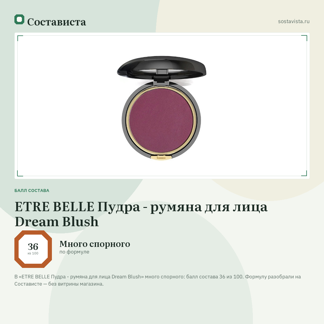 ETRE BELLE Пудра - румяна для лица Dream Blush: балл состава 36 из 100 — Состависта
