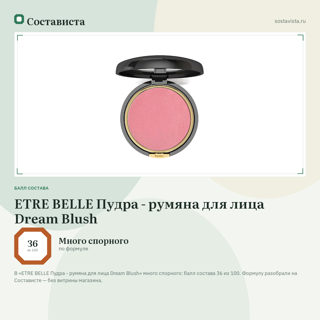 ETRE BELLE Пудра - румяна для лица Dream Blush: балл состава 36 из 100 — Состависта
