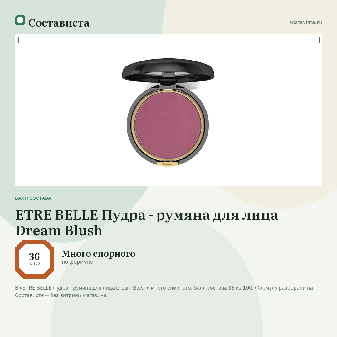 ETRE BELLE Пудра - румяна для лица Dream Blush: балл состава 36 из 100 — Состависта