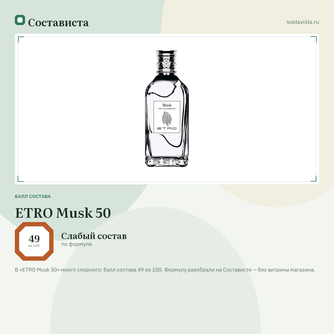 ETRO Musk 50: балл состава 49 из 100 — Состависта