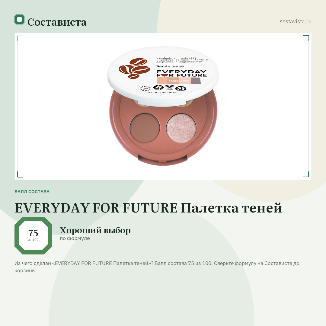 EVERYDAY FOR FUTURE Палетка теней: балл состава 75 из 100 — Состависта