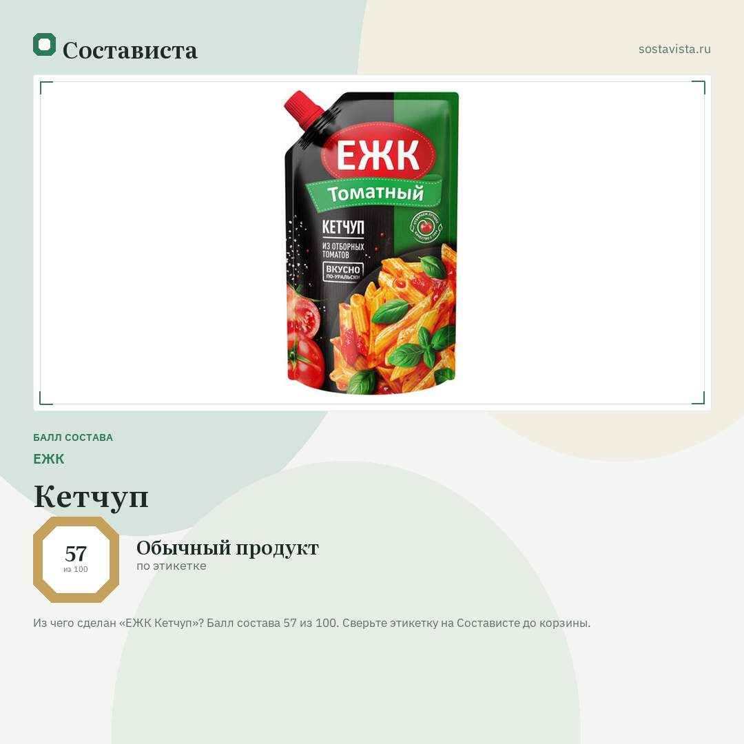 ЕЖК Кетчуп: балл состава 57 из 100 — Состависта