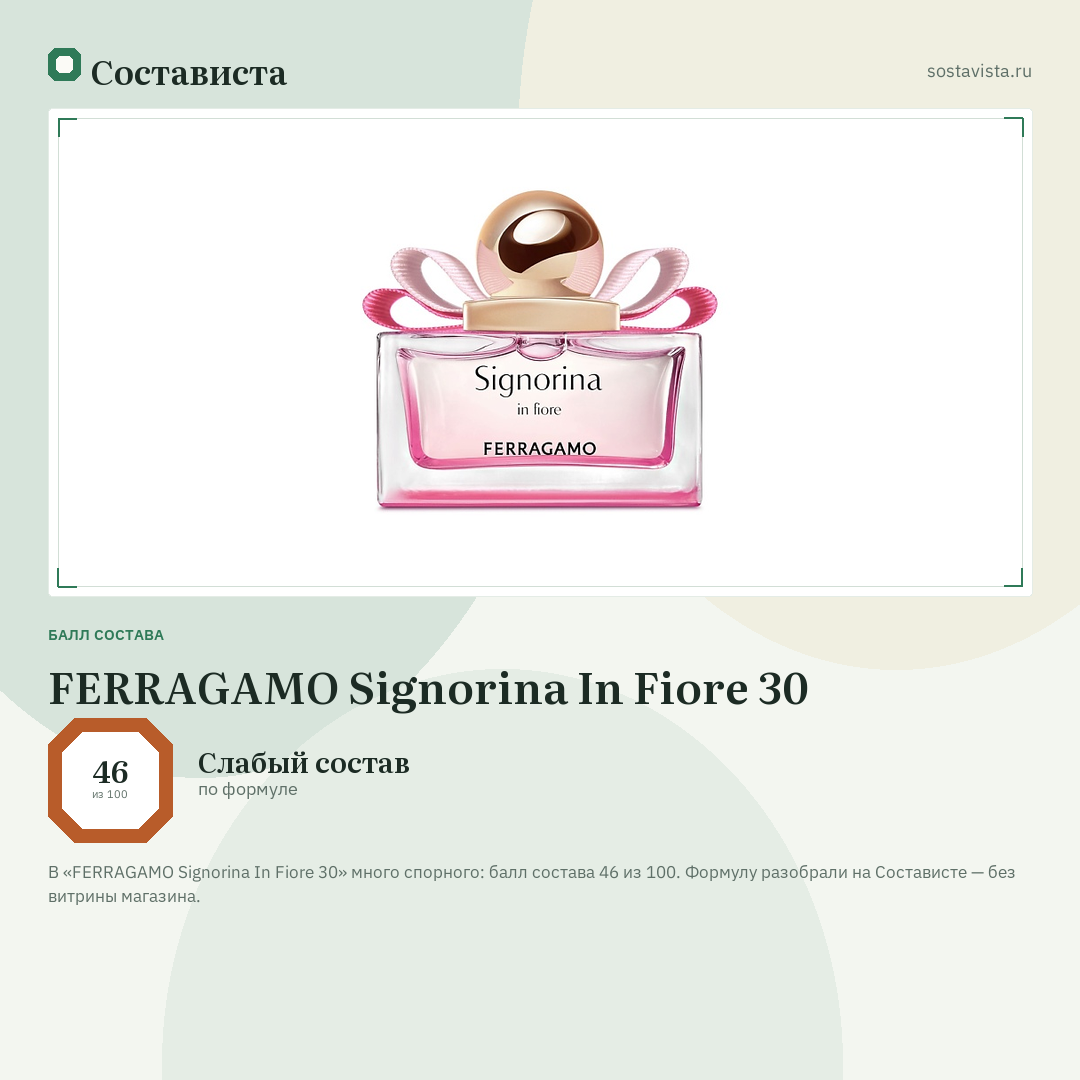 FERRAGAMO Signorina In Fiore 30: балл состава 46 из 100 — Состависта