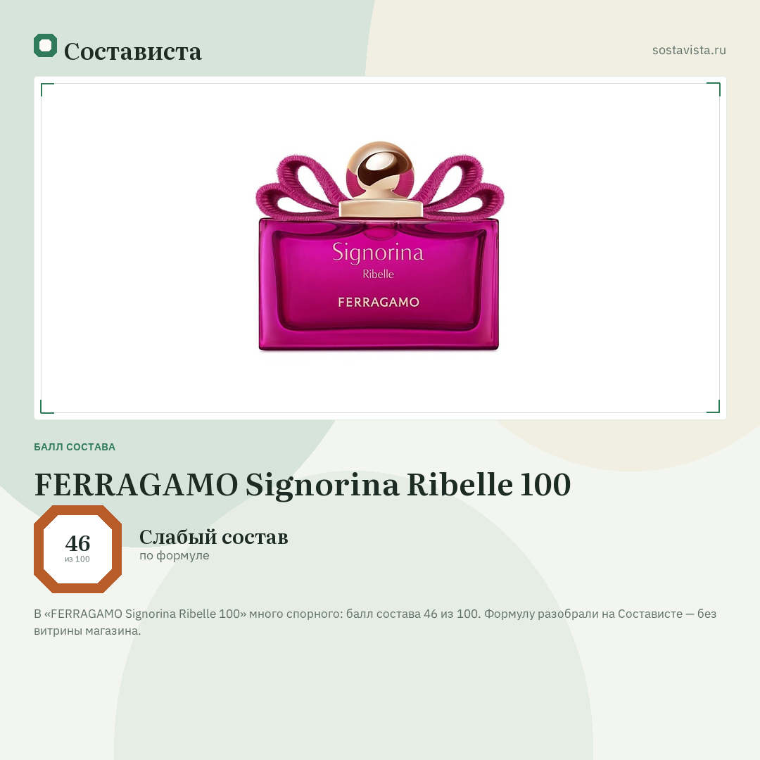 FERRAGAMO Signorina Ribelle 100: балл состава 46 из 100 — Состависта
