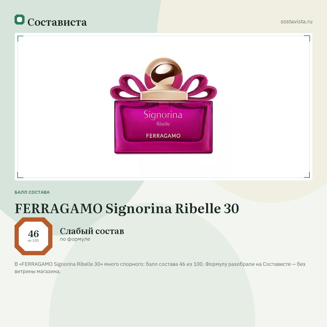 FERRAGAMO Signorina Ribelle 30: балл состава 46 из 100 — Состависта