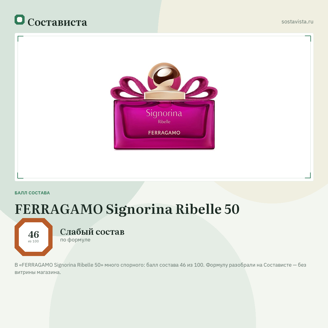 FERRAGAMO Signorina Ribelle 50: балл состава 46 из 100 — Состависта