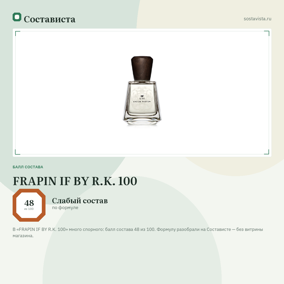 FRAPIN IF BY R.K. 100: балл состава 48 из 100 — Состависта