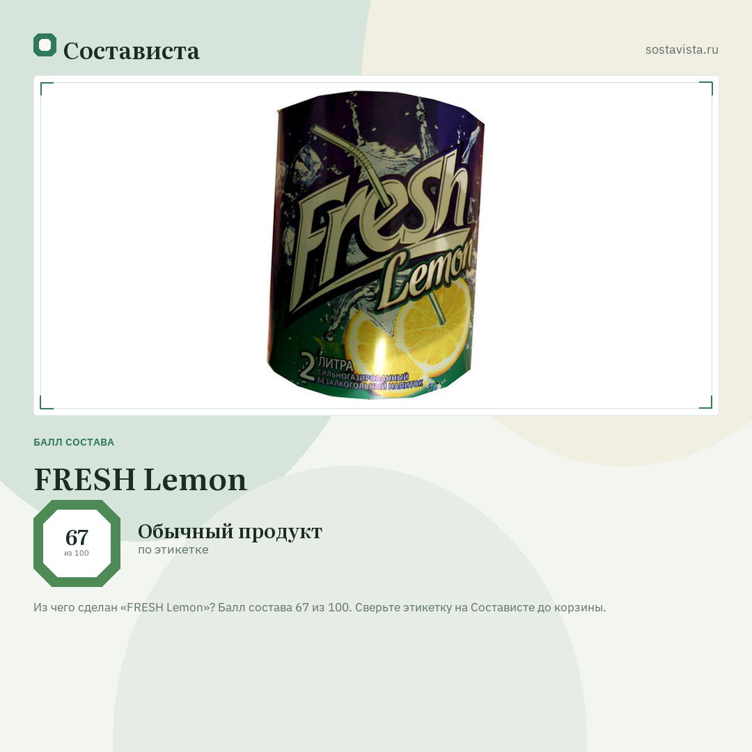 FRESH Lemon: балл состава 67 из 100 — Состависта