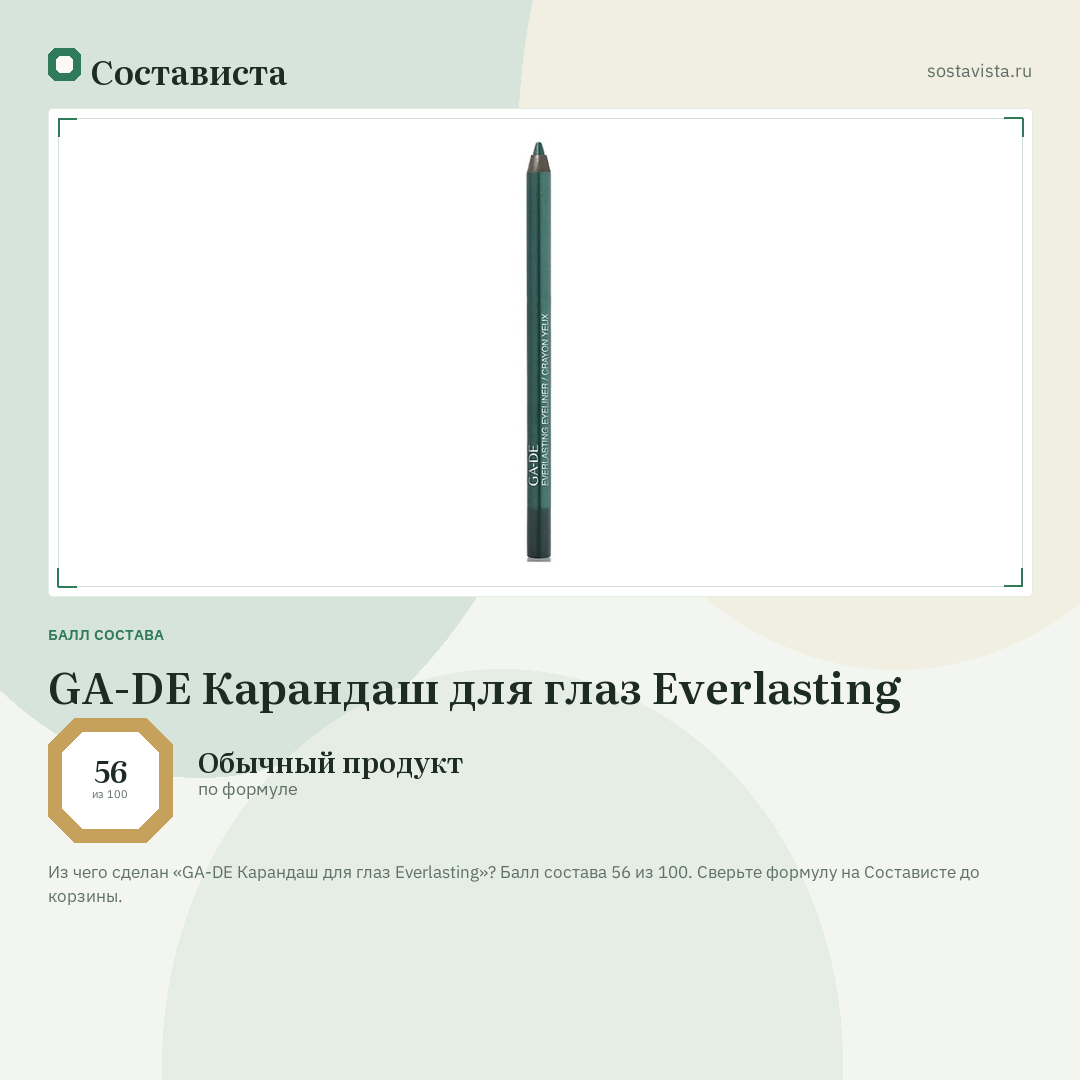 GA-DE Карандаш для глаз Everlasting: балл состава 56 из 100 — Состависта