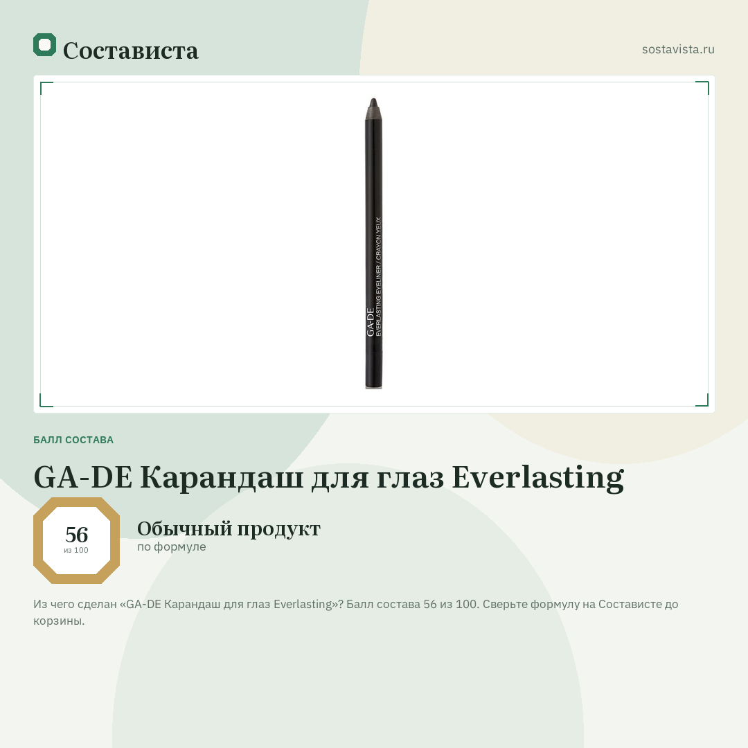 GA-DE Карандаш для глаз Everlasting: балл состава 56 из 100 — Состависта