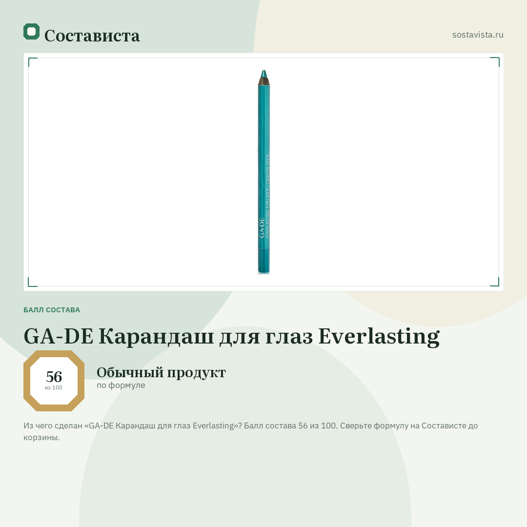 GA-DE Карандаш для глаз Everlasting: балл состава 56 из 100 — Состависта