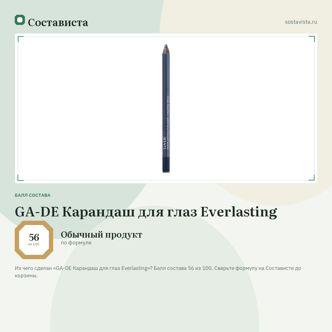 GA-DE Карандаш для глаз Everlasting: балл состава 56 из 100 — Состависта