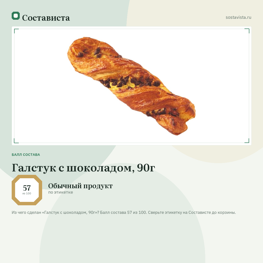 Галстук с шоколадом, 90г: балл состава 57 из 100 — Состависта