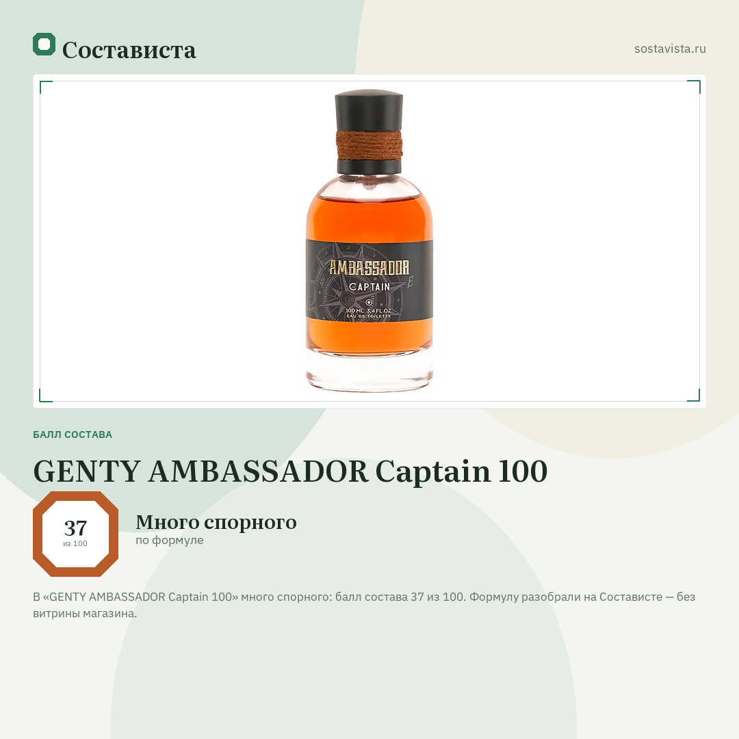 GENTY AMBASSADOR Captain 100: балл состава 37 из 100 — Состависта