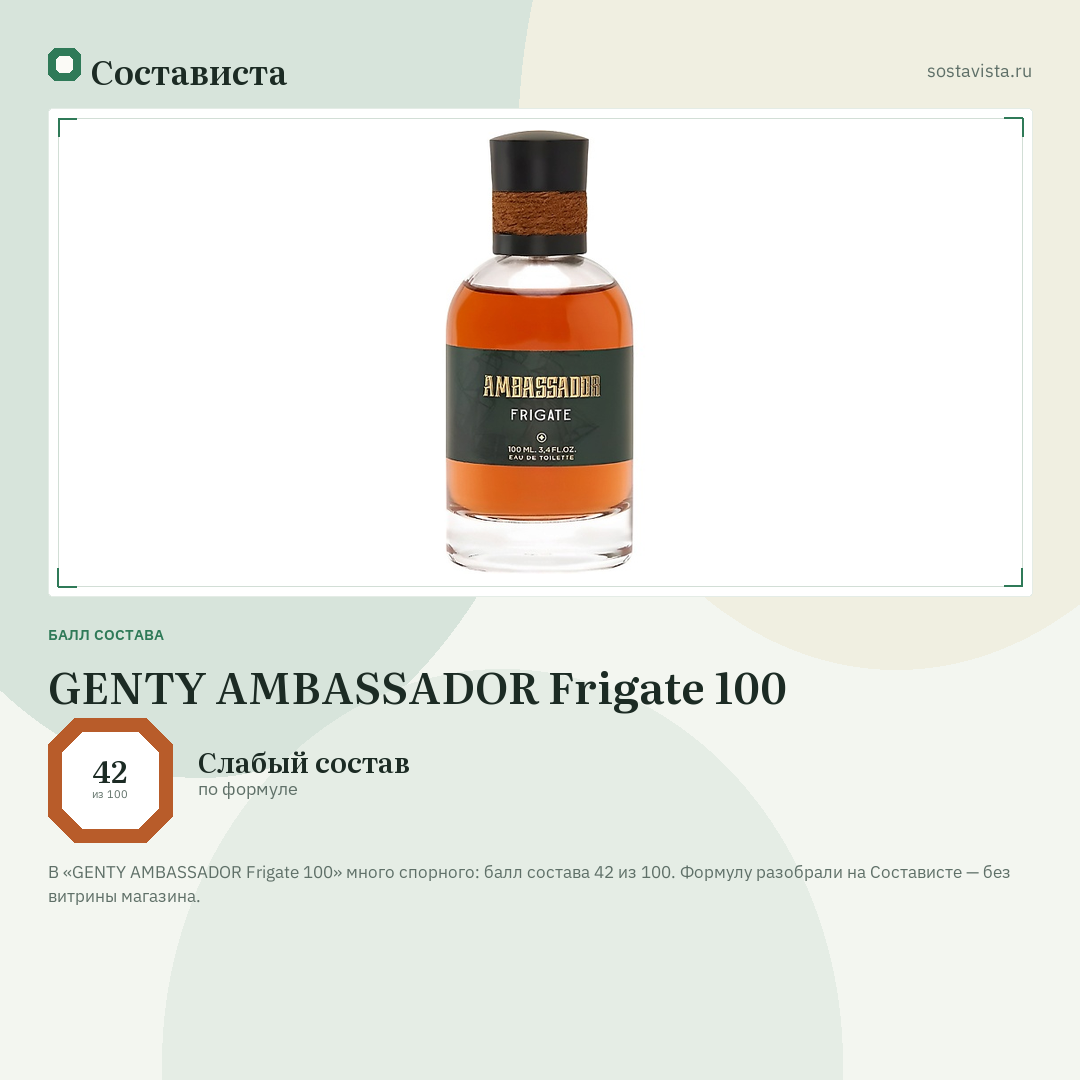 GENTY AMBASSADOR Frigate 100: балл состава 42 из 100 — Состависта