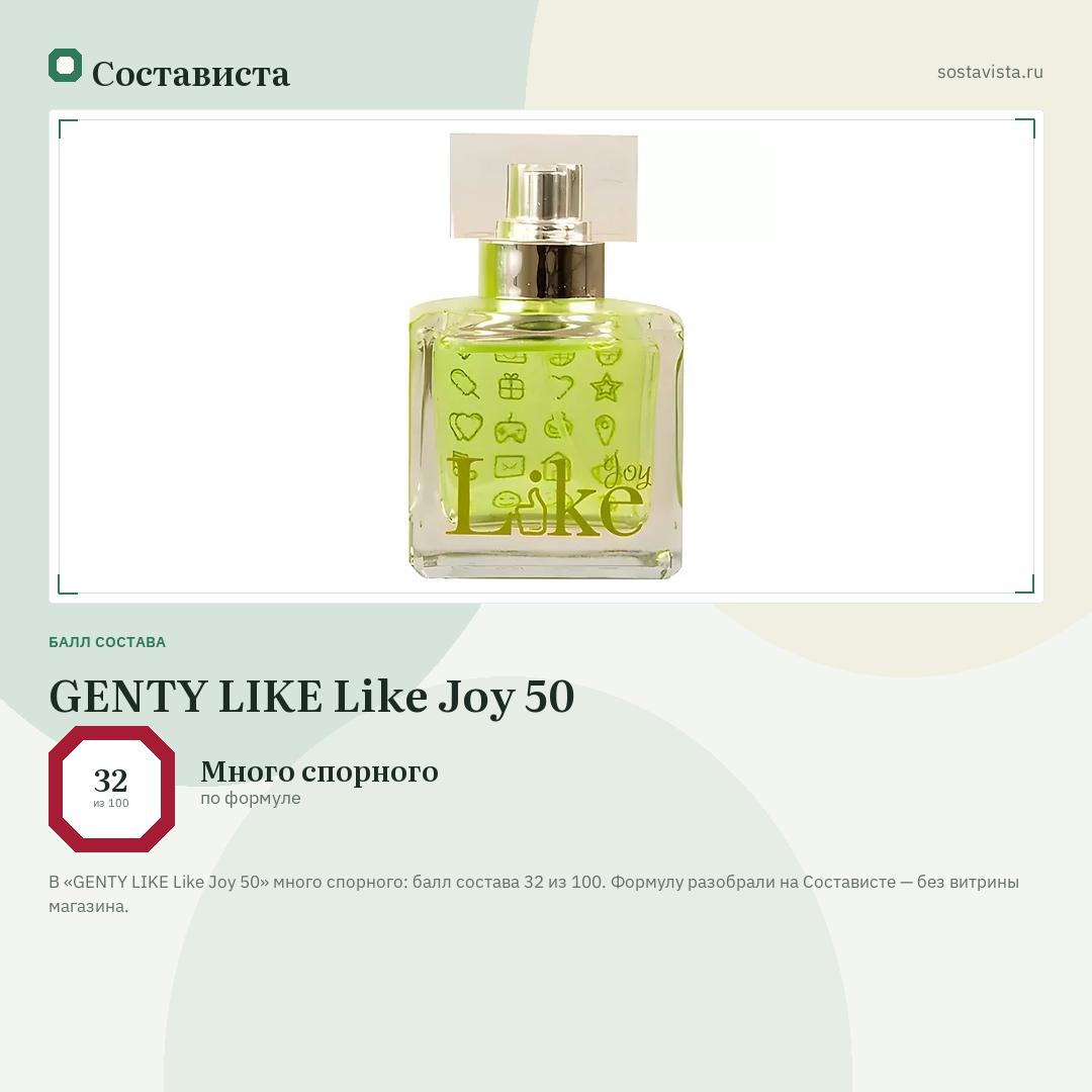 GENTY LIKE Like Joy 50: балл состава 32 из 100 — Состависта