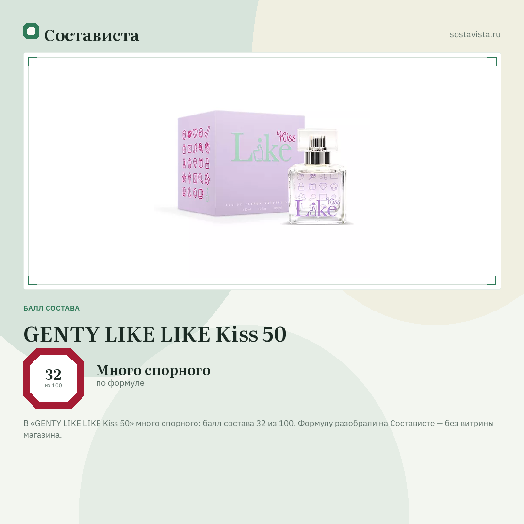 GENTY LIKE LIKE Kiss 50: балл состава 32 из 100 — Состависта