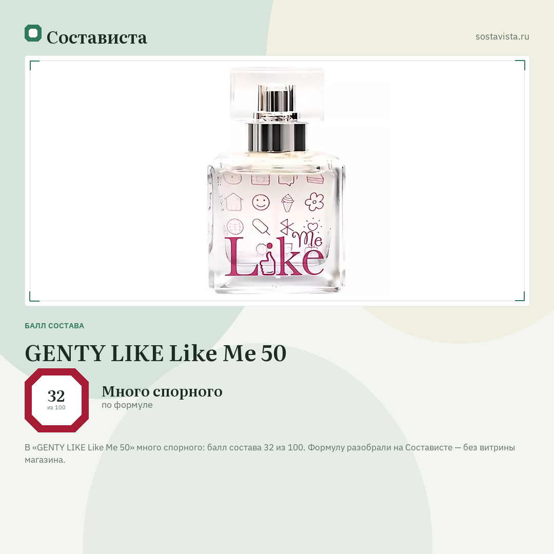 GENTY LIKE Like Me 50: балл состава 32 из 100 — Состависта