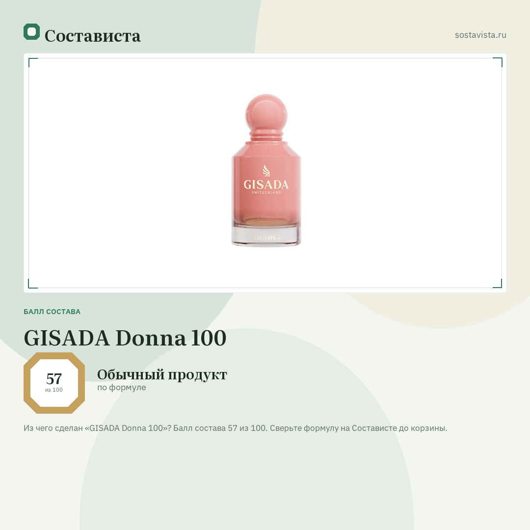 GISADA Donna 100: балл состава 57 из 100 — Состависта