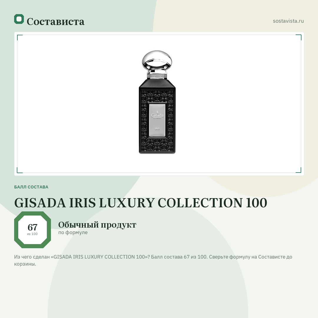GISADA IRIS LUXURY COLLECTION 100: балл состава 67 из 100 — Состависта