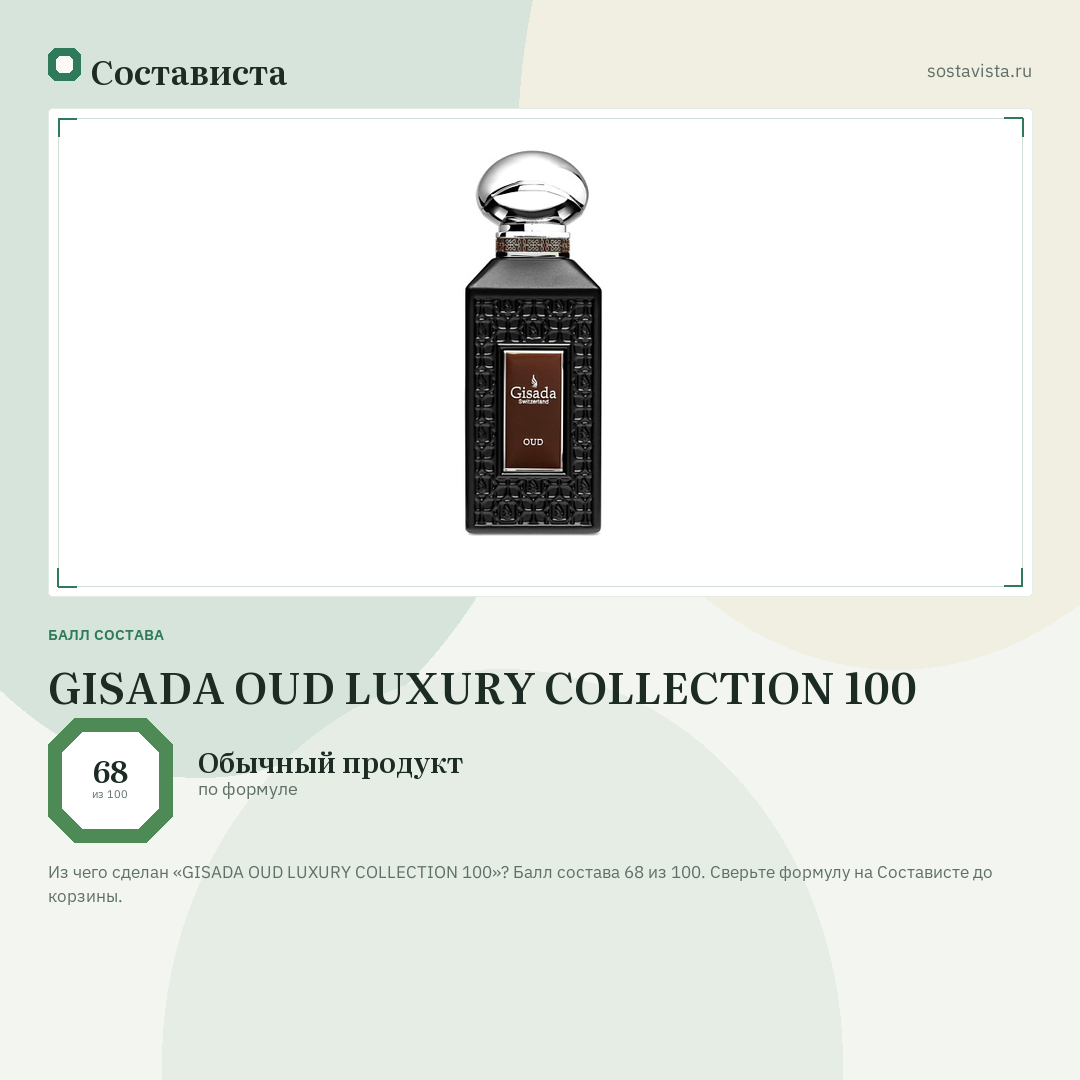 GISADA OUD LUXURY COLLECTION 100: балл состава 68 из 100 — Состависта