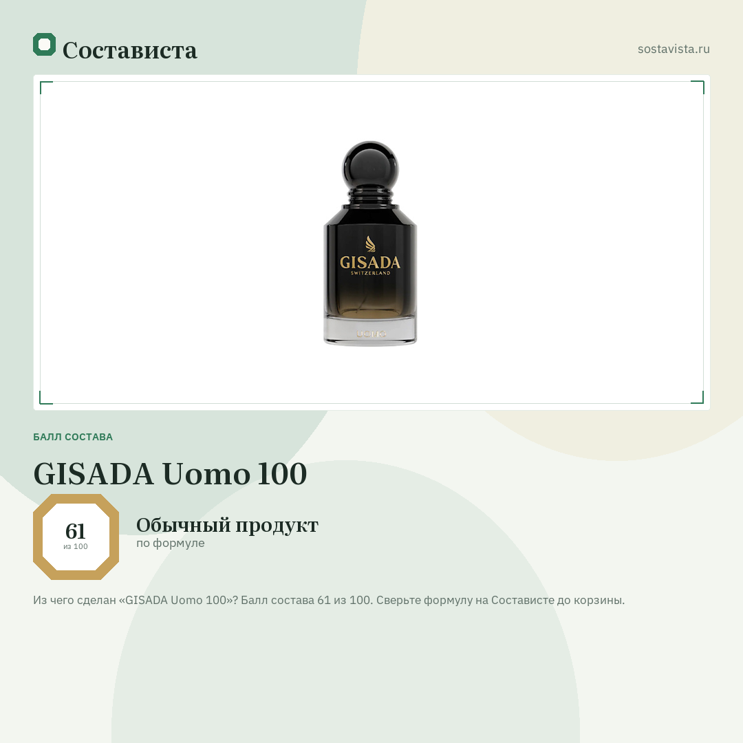 GISADA Uomo 100: балл состава 61 из 100 — Состависта
