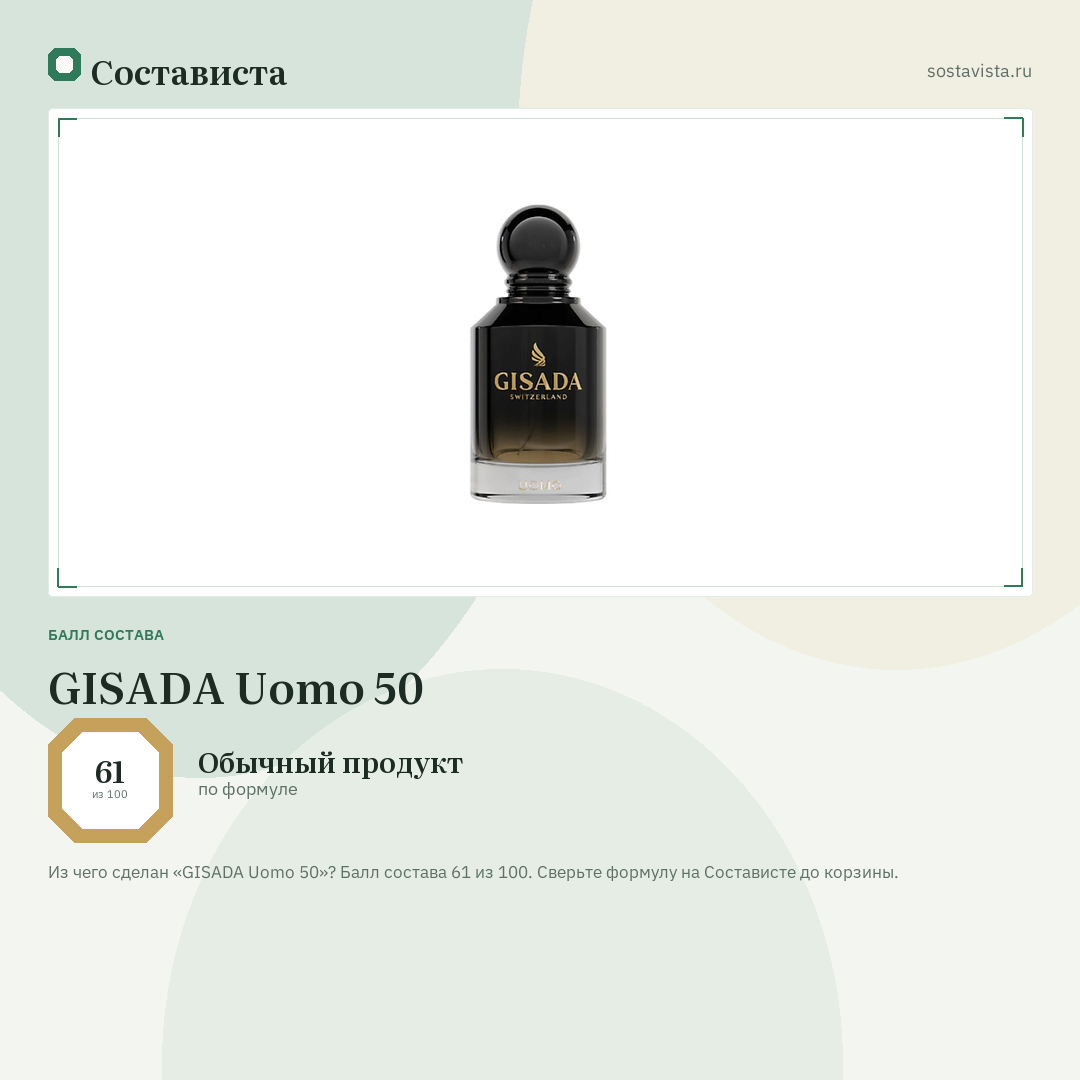 GISADA Uomo 50: балл состава 61 из 100 — Состависта