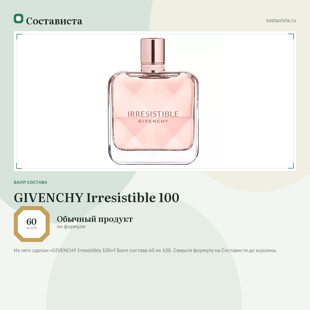 GIVENCHY Irresistible 100: балл состава 60 из 100 — Состависта