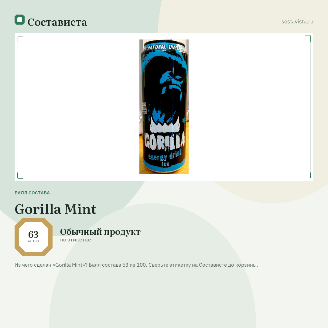 Gorilla Mint: балл состава 63 из 100 — Состависта
