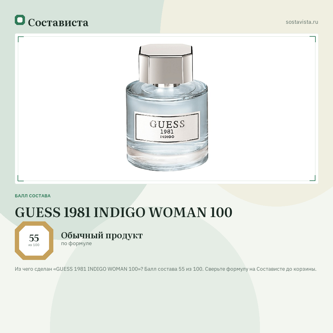 GUESS 1981 INDIGO WOMAN 100: балл состава 55 из 100 — Состависта