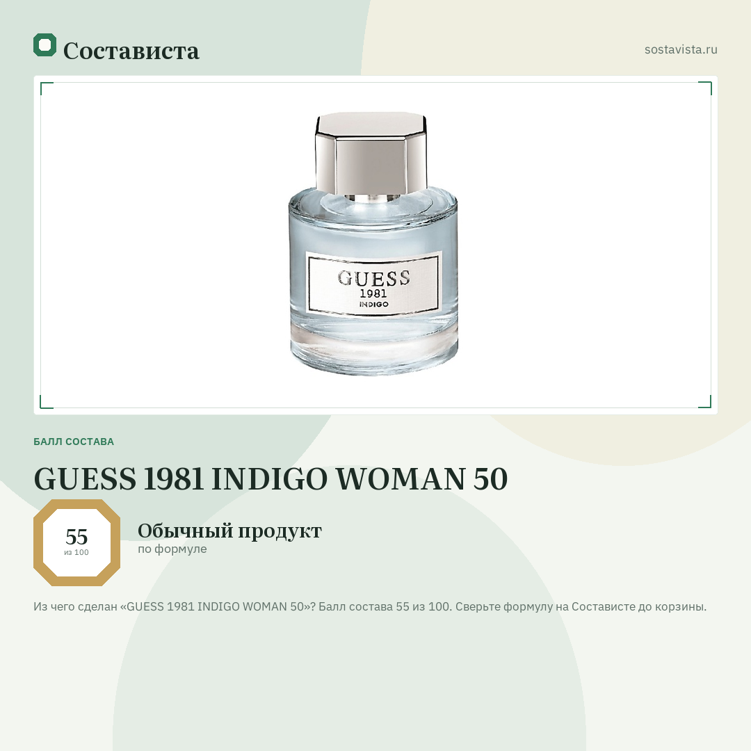 GUESS 1981 INDIGO WOMAN 50: балл состава 55 из 100 — Состависта