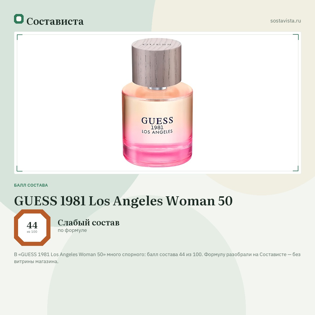 GUESS 1981 Los Angeles Woman 50: балл состава 44 из 100 — Состависта