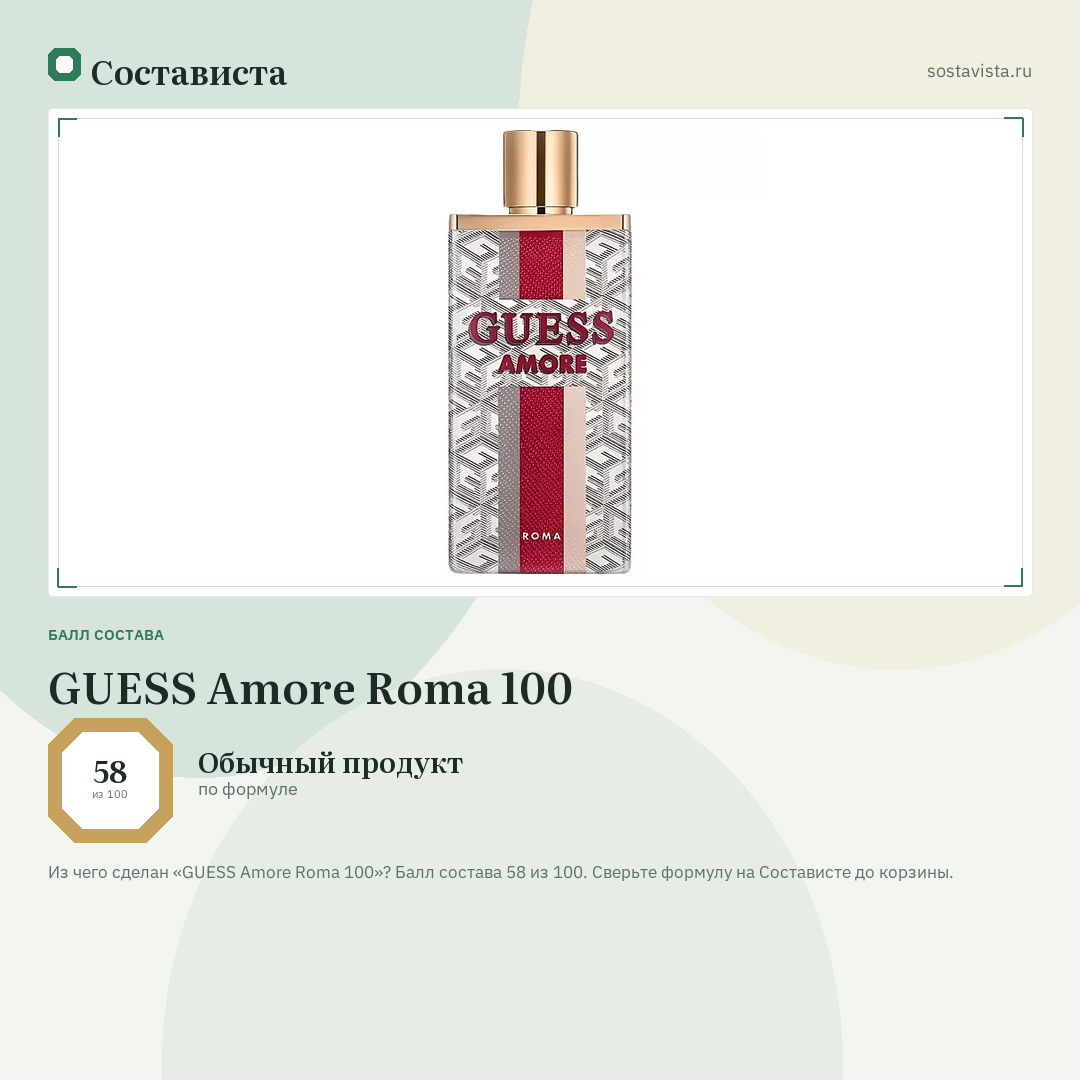 GUESS Amore Roma 100: балл состава 58 из 100 — Состависта