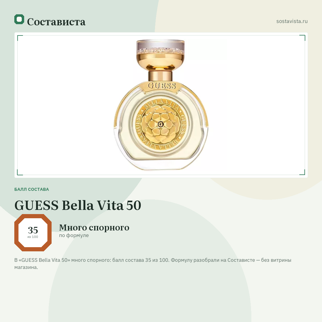 GUESS Bella Vita 50: балл состава 35 из 100 — Состависта