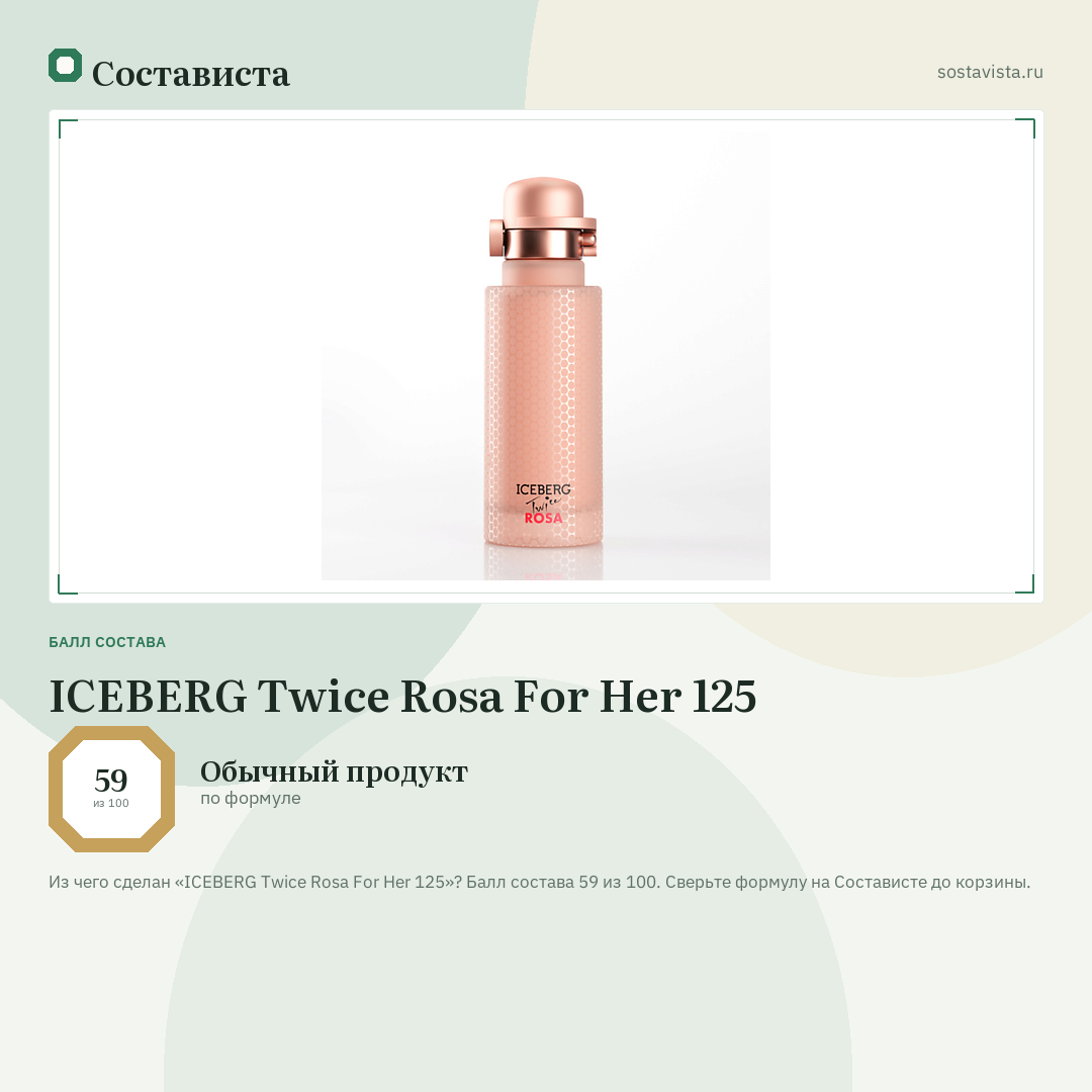 ICEBERG Twice Rosa For Her 125: балл состава 59 из 100 — Состависта