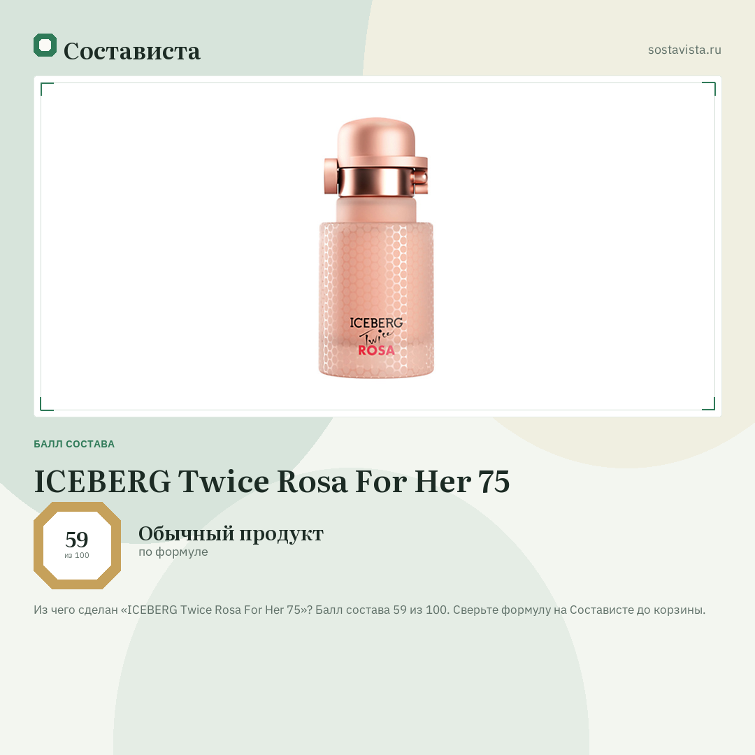 ICEBERG Twice Rosa For Her 75: балл состава 59 из 100 — Состависта