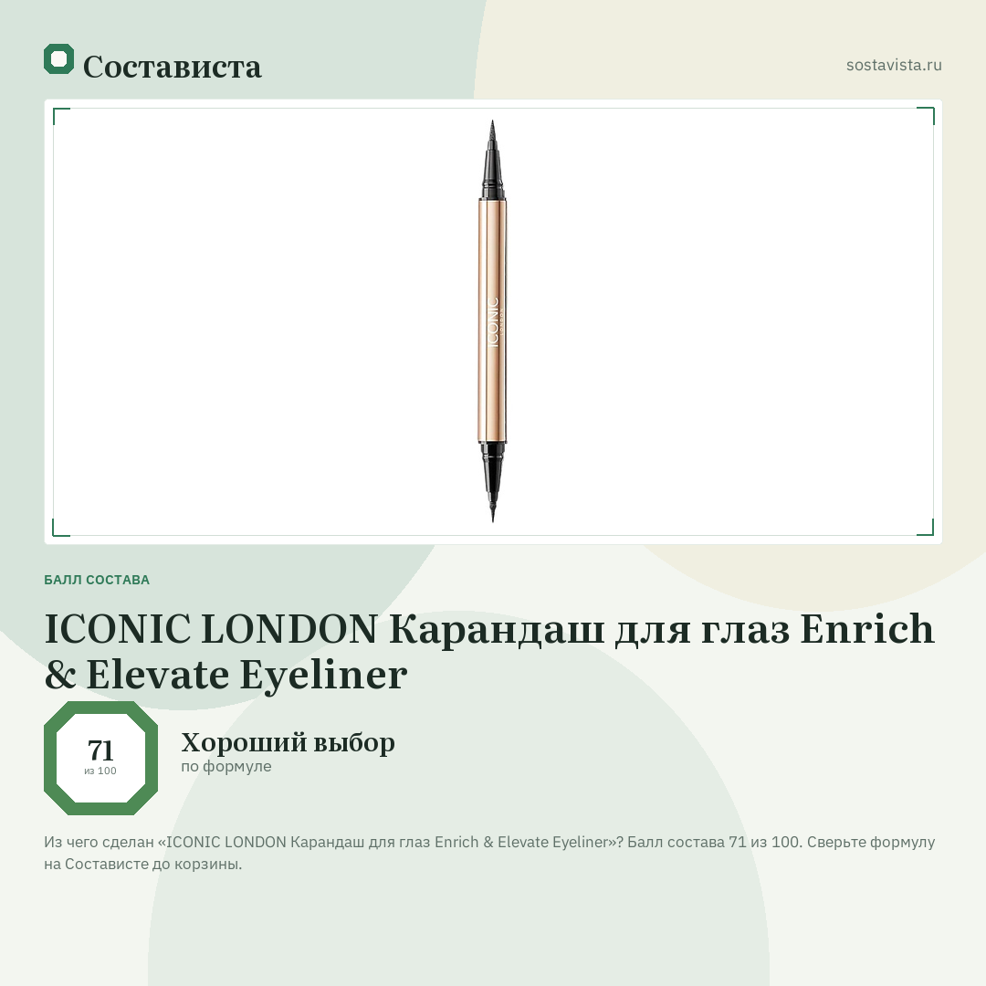 ICONIC LONDON Карандаш для глаз Enrich & Elevate Eyeliner: балл состава 71 из 100 — Состависта