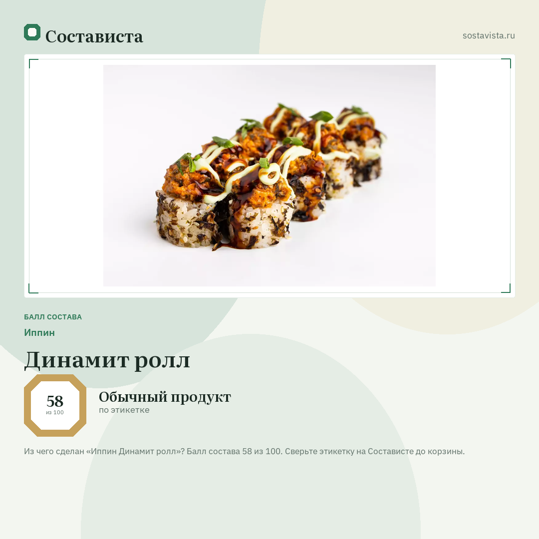 Иппин Динамит ролл: балл состава 58 из 100 — Состависта