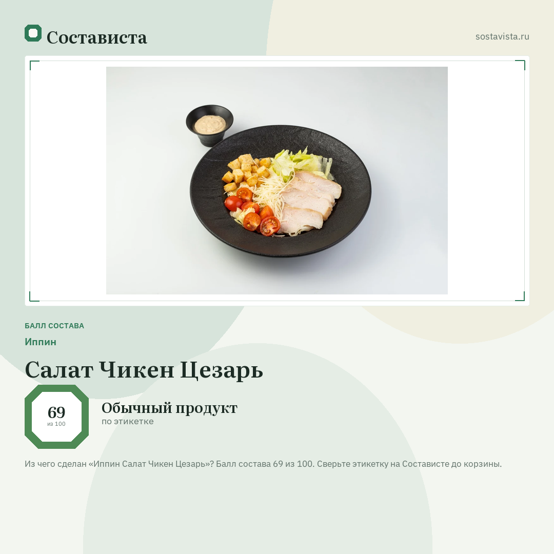 Иппин Салат Чикен Цезарь: балл состава 69 из 100 — Состависта