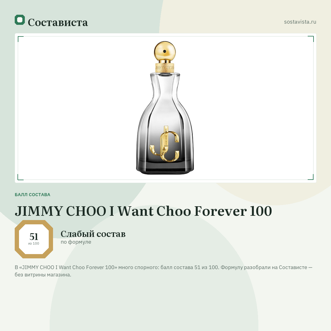 JIMMY CHOO I Want Choo Forever 100: балл состава 51 из 100 — Состависта