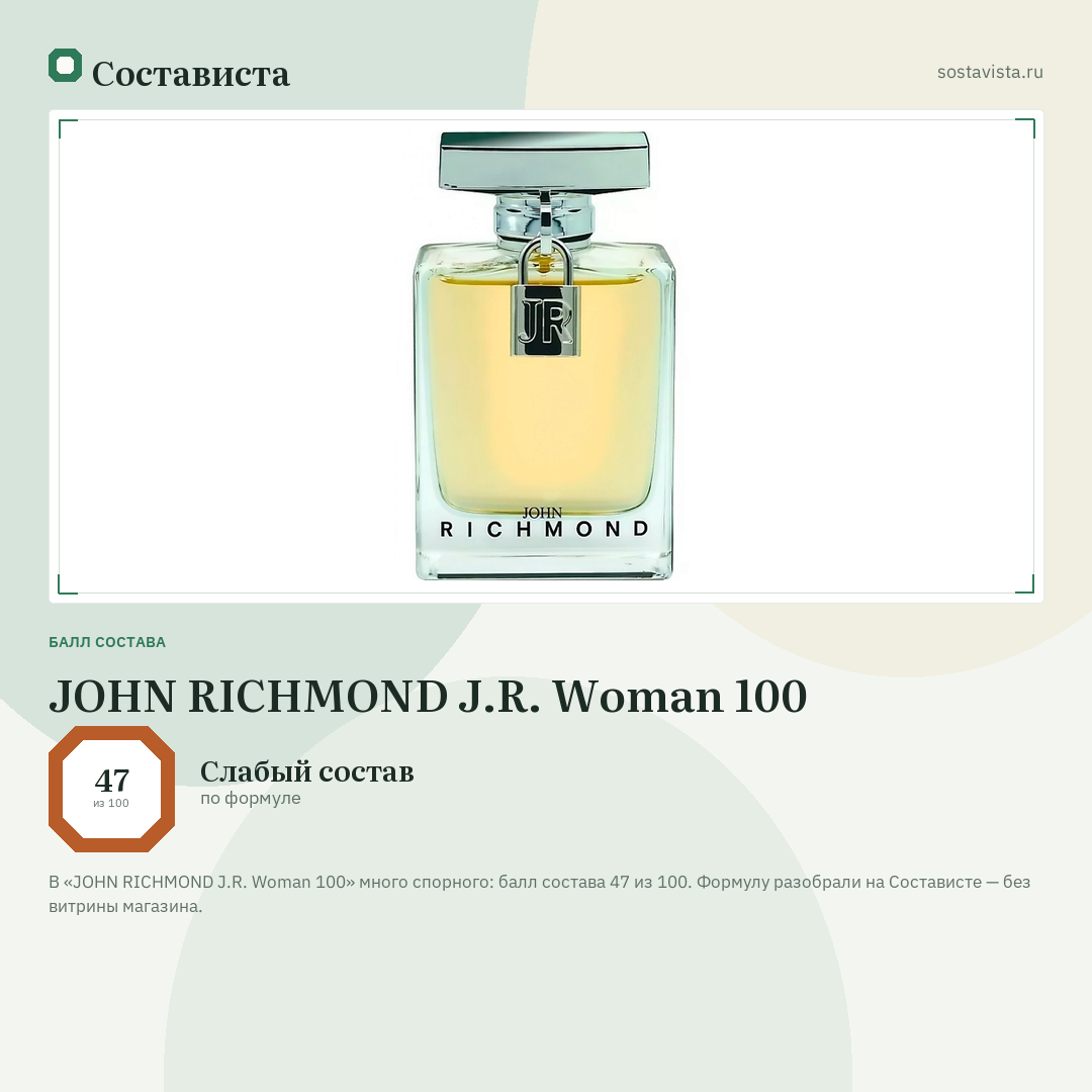 JOHN RICHMOND J.R. Woman 100: балл состава 47 из 100 — Состависта