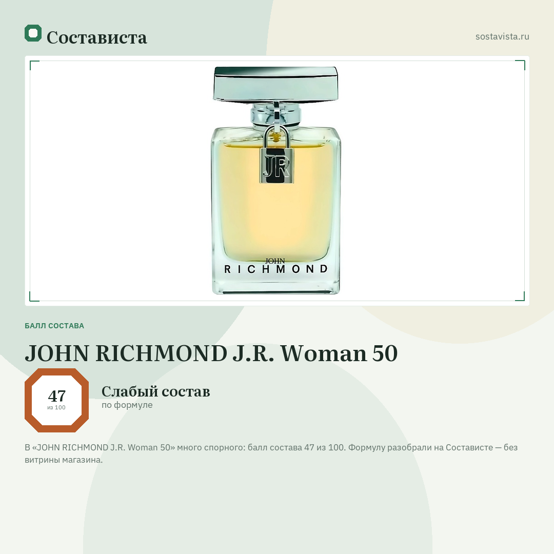 JOHN RICHMOND J.R. Woman 50: балл состава 47 из 100 — Состависта