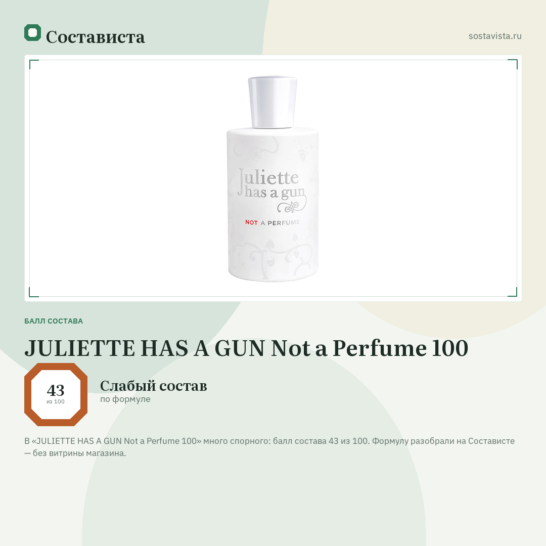 JULIETTE HAS A GUN Not a Perfume 100: балл состава 43 из 100 — Состависта