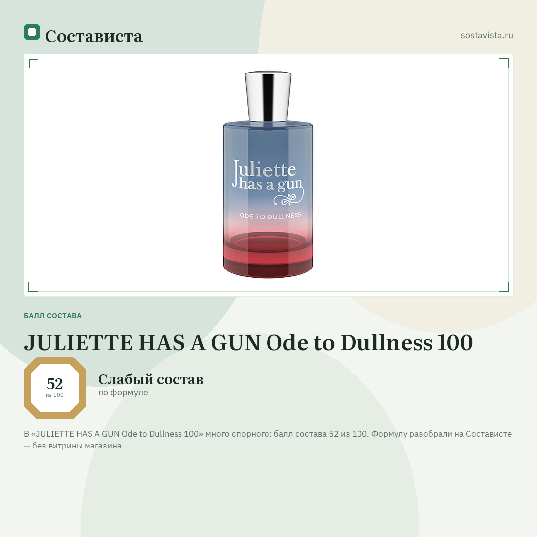 JULIETTE HAS A GUN Ode to Dullness 100: балл состава 52 из 100 — Состависта