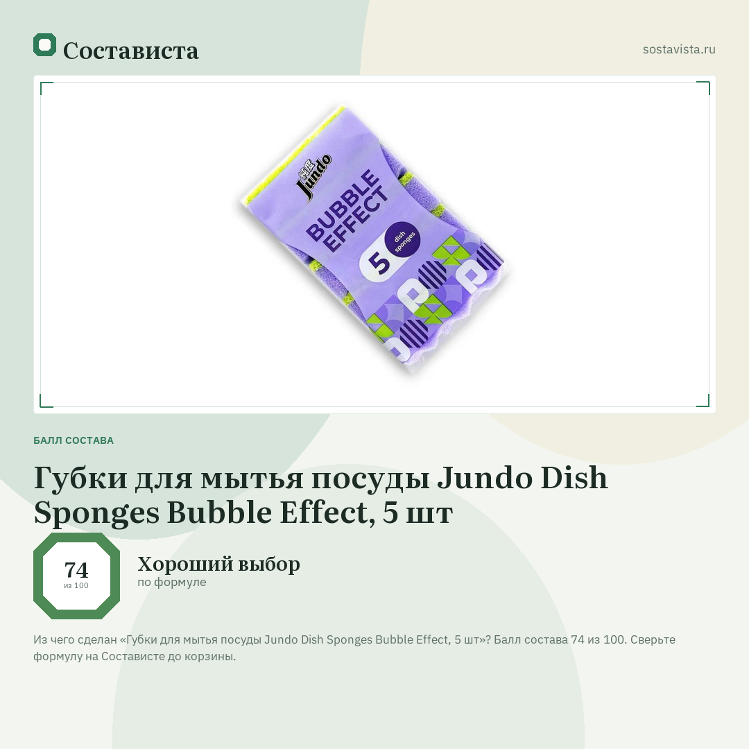Губки для мытья посуды Jundo Dish Sponges Bubble Effect, 5 шт: балл состава 74 из 100 — Состависта