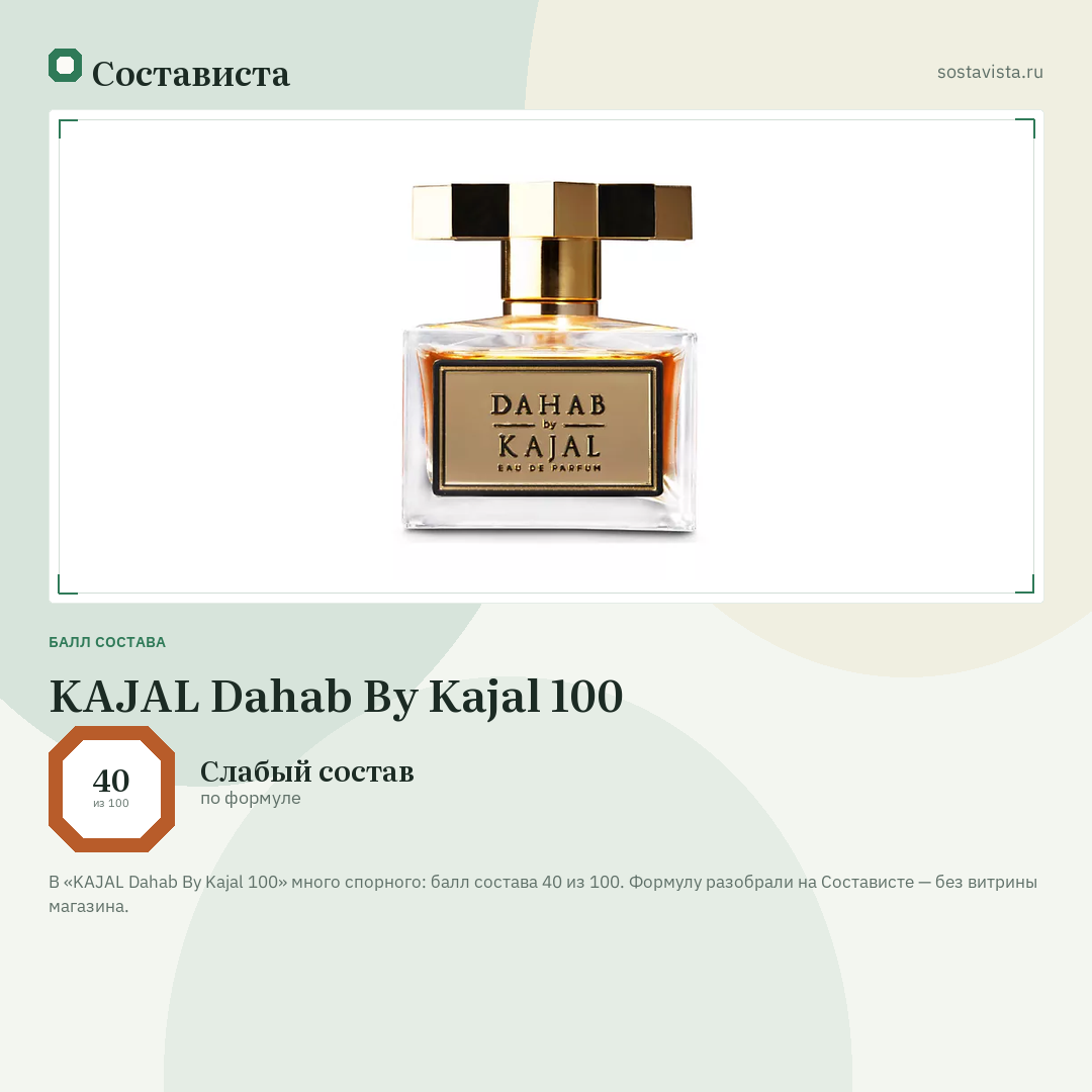 KAJAL Dahab By Kajal 100: балл состава 40 из 100 — Состависта