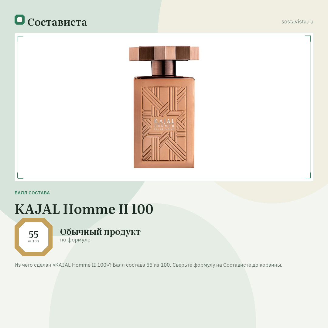 KAJAL Homme II 100: балл состава 55 из 100 — Состависта