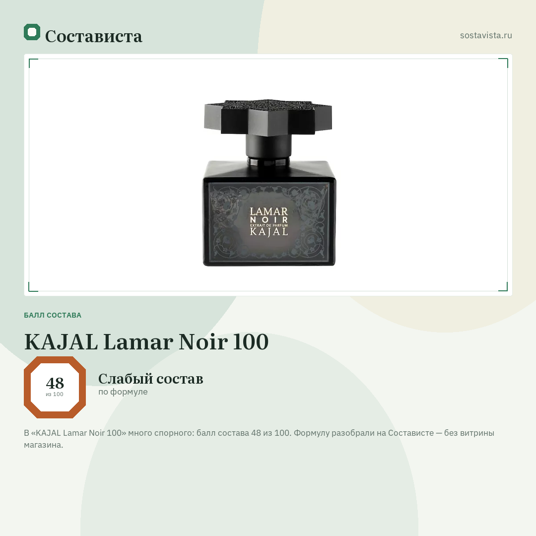KAJAL Lamar Noir 100: балл состава 48 из 100 — Состависта