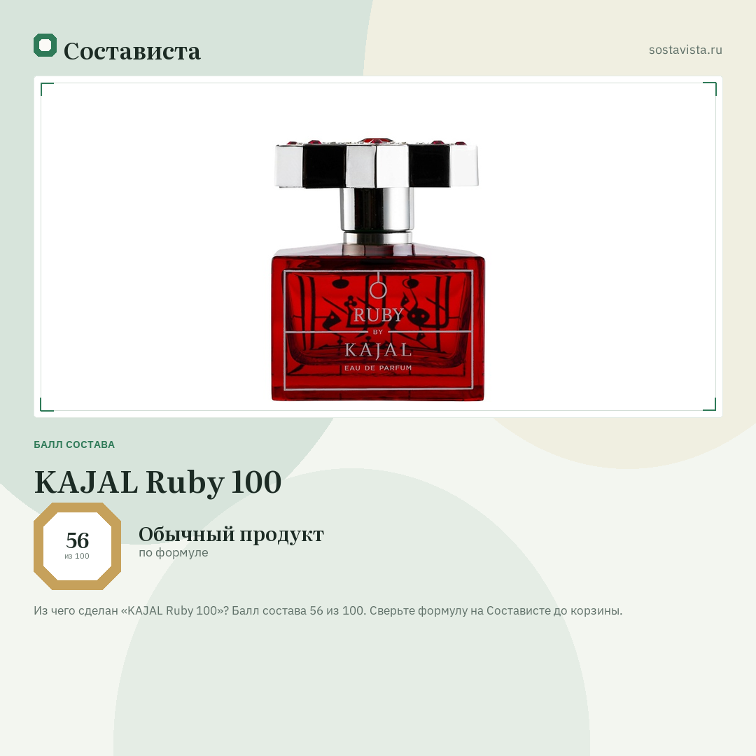 KAJAL Ruby 100: балл состава 56 из 100 — Состависта