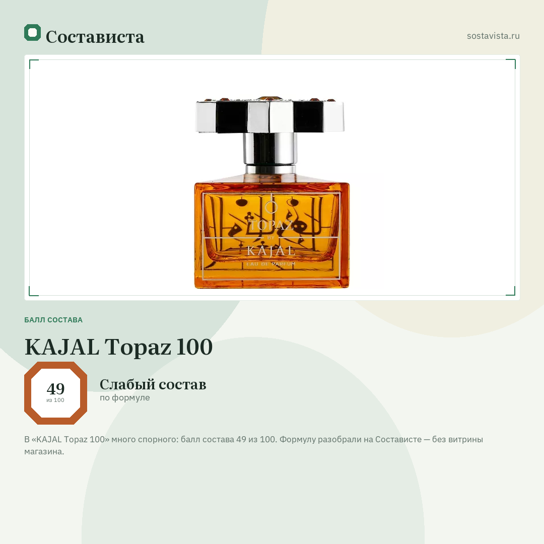 KAJAL Topaz 100: балл состава 49 из 100 — Состависта